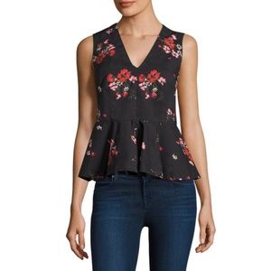 Rebecca Taylor Marguerite Floral-print Peplum Top